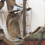 Yard arms broken and sails damaged by use of steel wire